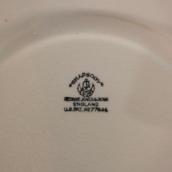 Vintage George Jones & Sons Plates Set of 5  - Rhapsody & Sons Red Transferware - Picture 3 of 7